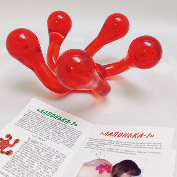 Массажер гладкий Лапонька - 1 для тела на пяти массажных элементах. Цвета Микс